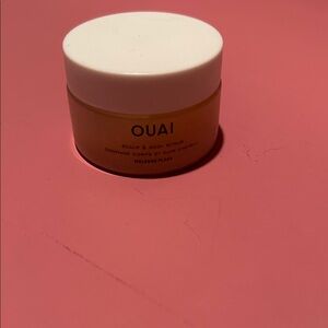 OUAI Scalp & Body Scrub with White Lid and Tan Jar